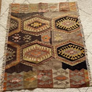 Antique Kilim rug Afghan Turkish Indian entryway hallway floor wall hanging